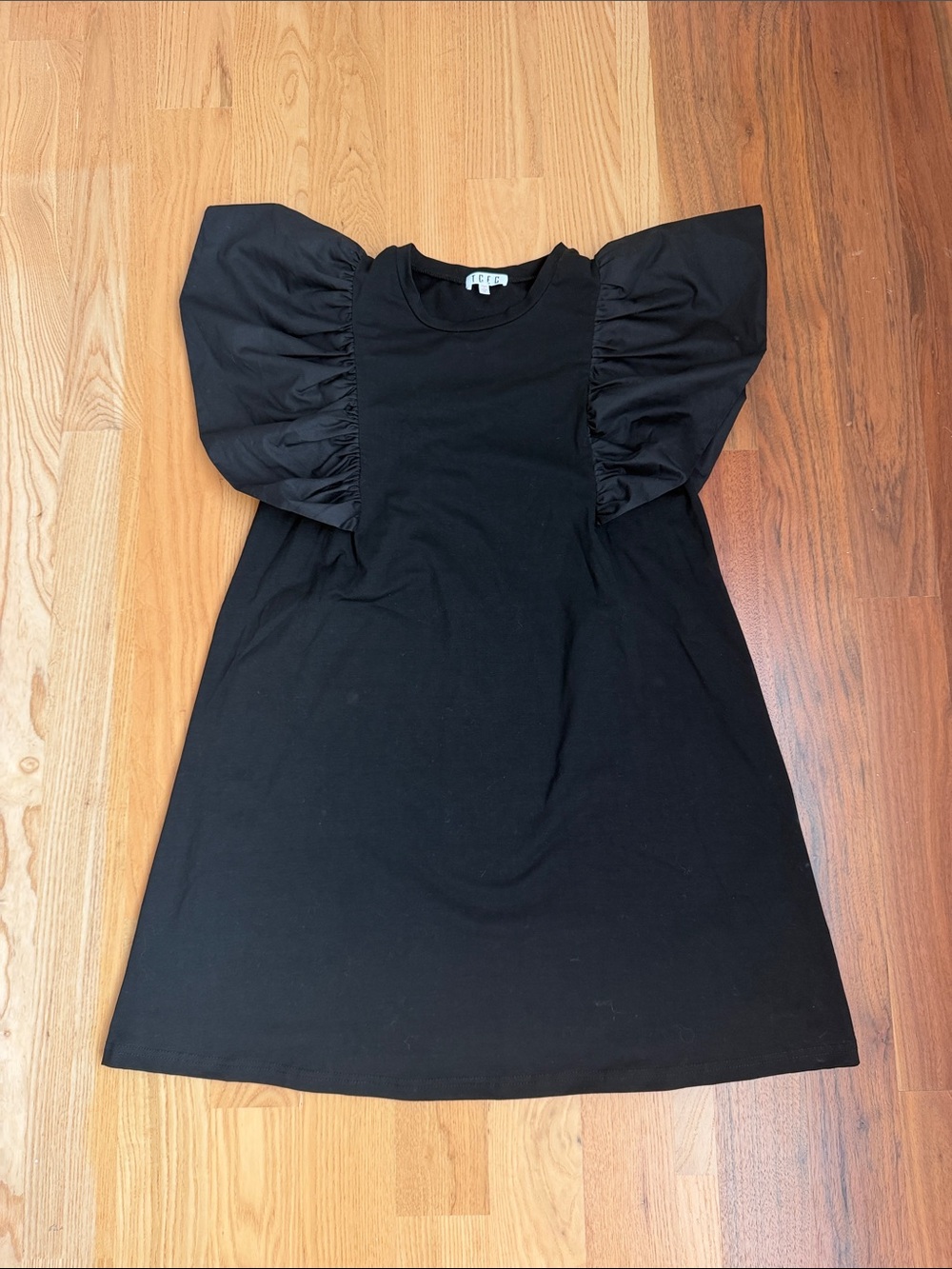 TCEC Black Puff-Sleeve A-Line Dress